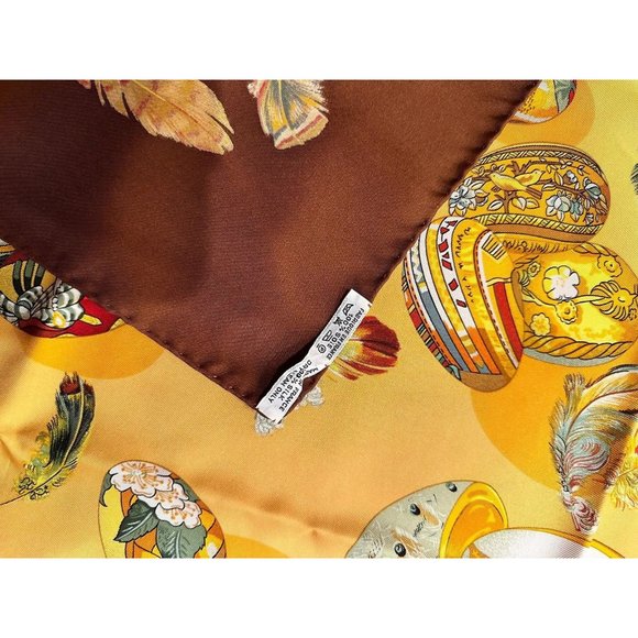 Authentic RARE! Hermes Eggs Latham Des œufs Vintage 90cm Silk Scarf - Picture 2 of 6